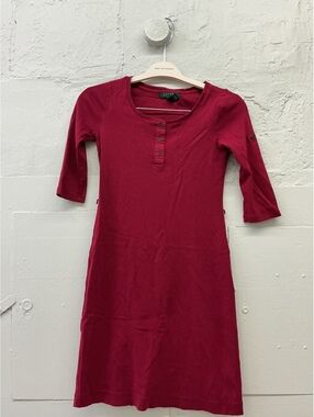 Lauren Ralph Lauren Burgundy button down long sleeve comfortable Cotton Dress